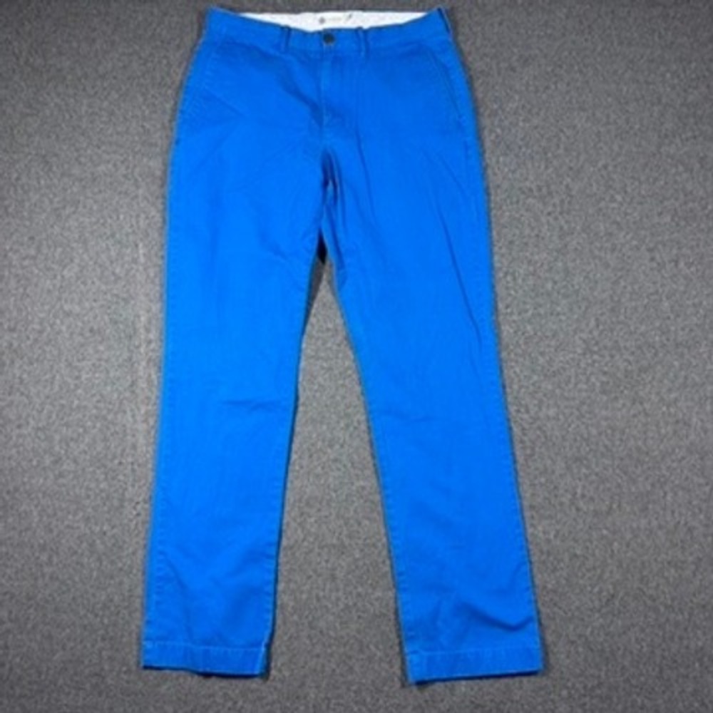 J.Crew Essential Chino Pants Mens 32X34 Bright Blue Straight Leg Cotton Twill